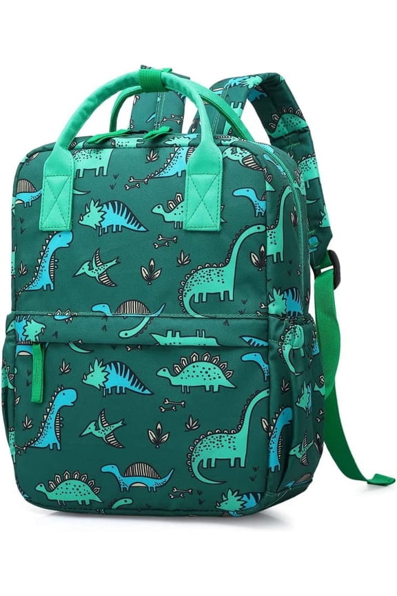 Cute Toddler Preschool Backpack Dinosaur Unicorn School Book Bag for Girls, Boys, Kids, Kindergarten Nursery Travel Bag with Chest Strap(Green Dinosaur)