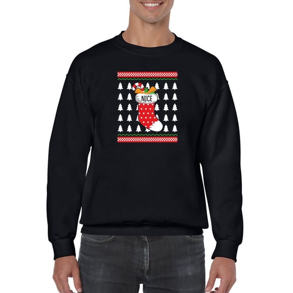 Nice Christmas Sock Sweatshirt Men -Smartprints Designs, Male 3X-Large