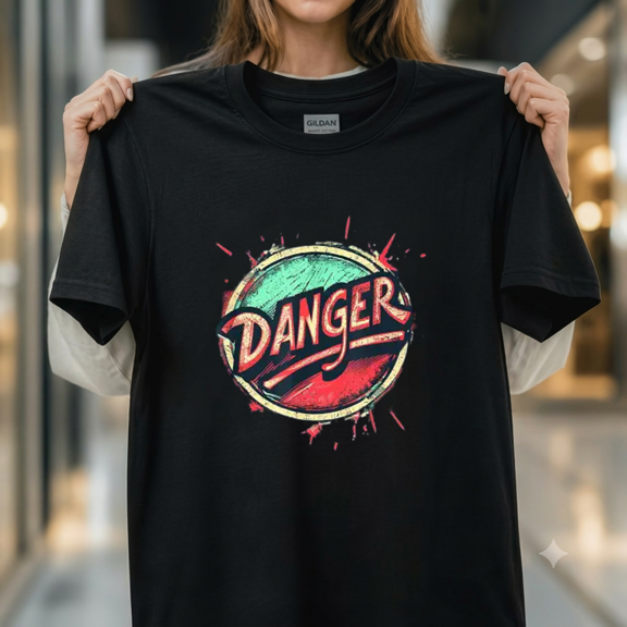 Nice Colorful Danger Logo Caution Warning Sign Toxic Hazard Top Unisex T-Shirt, up to size 5XL