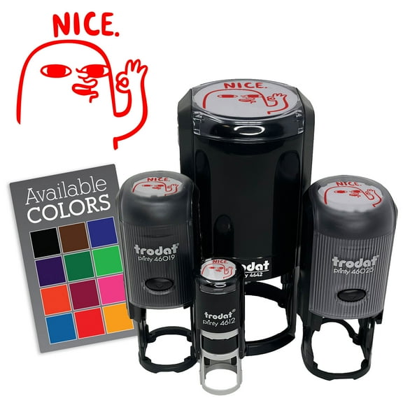 Nice Compliment Funny Face Ok Hand Sign Self-Inking Rubber Stamp for Stamping Ink Stamper Crafting Planners - 1-1/2 Inch Large - Black Ink