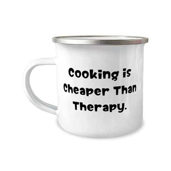 Nice Cooking Gifts, Cooking is Cheaper Than Therapy, Joke Holiday 12oz Camper Mug Gifts For Men Women