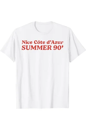 Nice Cote d Azur Summer 90s French Riviera Retro Vacation T-Shirt