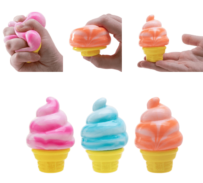 Nice Cream Cone Squishy, Glitter Ice Drop Malt Sugar Relieve Stress Balls, Fidget Silicone Sensory Toys, Sensory Squishies Stress Relief Toys for All Ages Pink