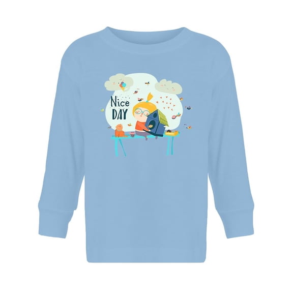 Nice Day Girl With Birds Long Sleeve Toddler -Image by Shutterstock, 2 Toddler