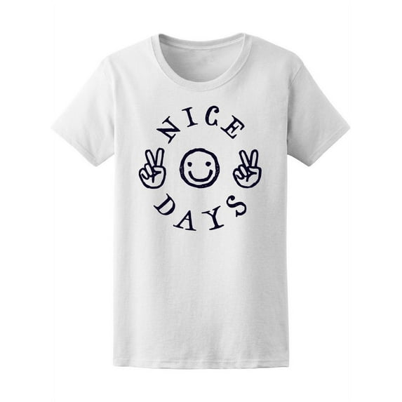 Nice Days Smiley Face Drawing T-Shirt Women -Image by Shutterstock, Female x-Large