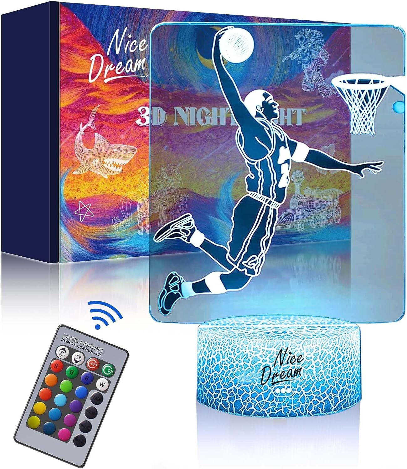 Nice Dream Basketball Player Dunk Night Light for Kids, 3D Illusion