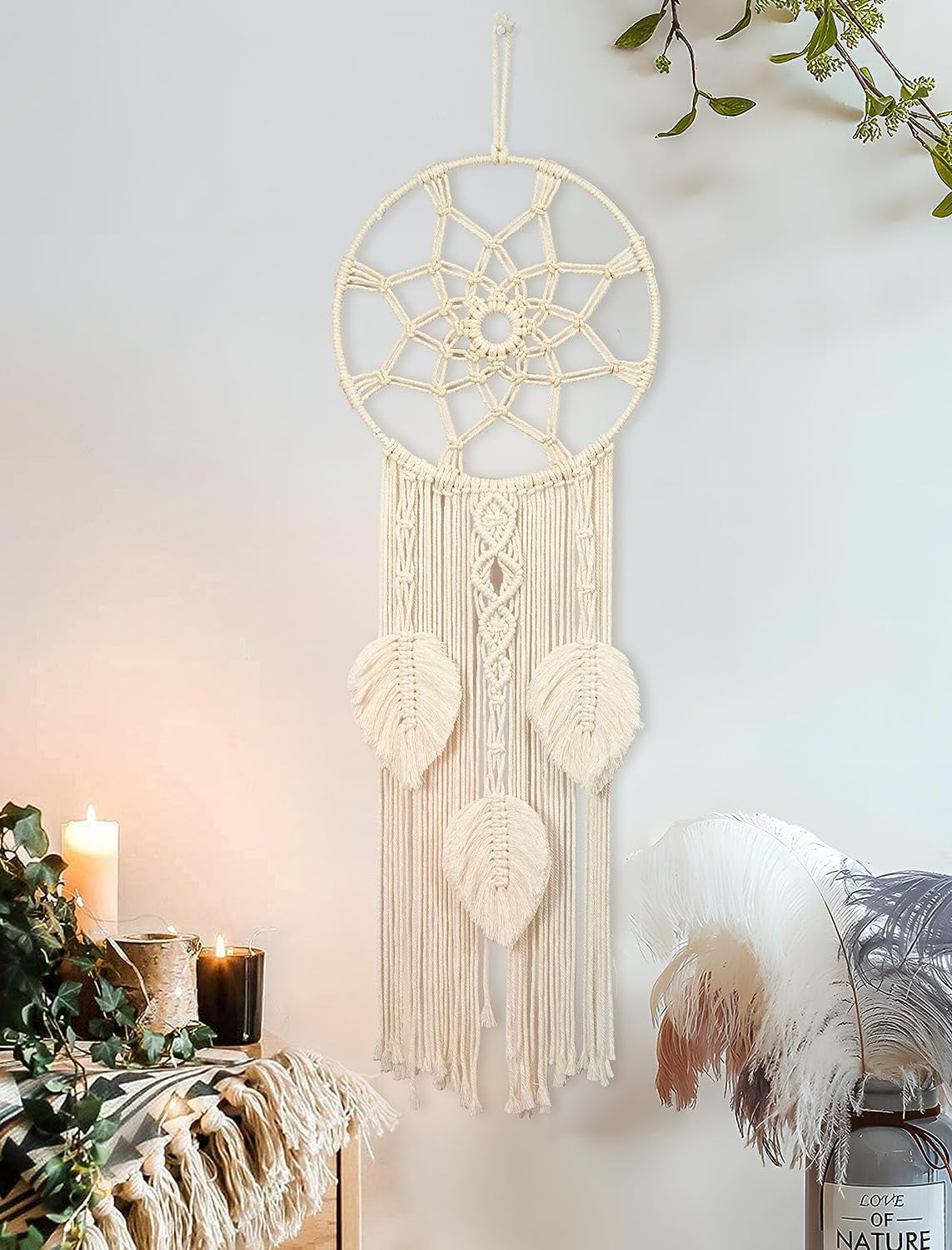Nice Dream Macrame Wall Hanging Dream Catchers for Bedroom, Boho Wall