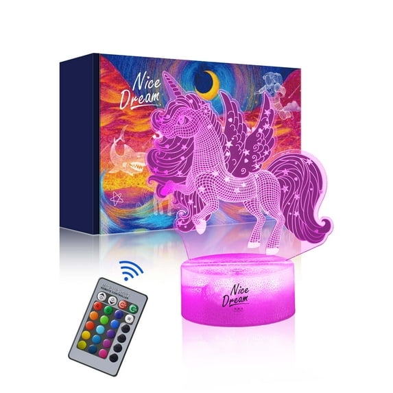 Nice Dream Unicorn Night Light for Kids Bedroom, 3D LED USB Lamp Baby Nursery Nightlight for Boy Girl New Year Birthday Gifts