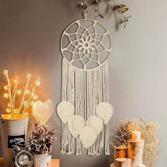 Nice Dream Wall decor 2pcs Moon Star Dream Catcher Wall Hanging with Light ,Boho Chic Bohemian Home Handmade Woven Cotton Decor