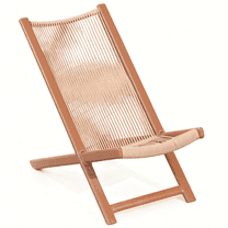 Nice Dwell Powder-Coated Metal Rope Sling Outdoor Lounge Chair, High-Back, with Lumbar Pillow