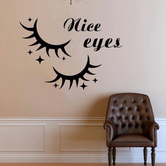 Nice Eyes Wall Decal Window Glass Vinyl Sticker Beauty Salon Interior Decor Woman Eyelashes Lashes Eyebrows Mural Art 42x30cm