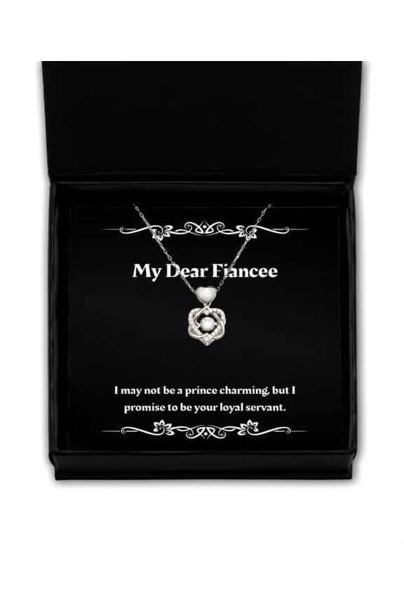 Nice Fiancee Gifts, I May not be a Prince Charming, but I Promise to be Your, Holiday Heart Knot Silver Necklace for Fiancee, Gifts from Nature, Gifts from The Heart, Gifts from Loved Ones, Gifts