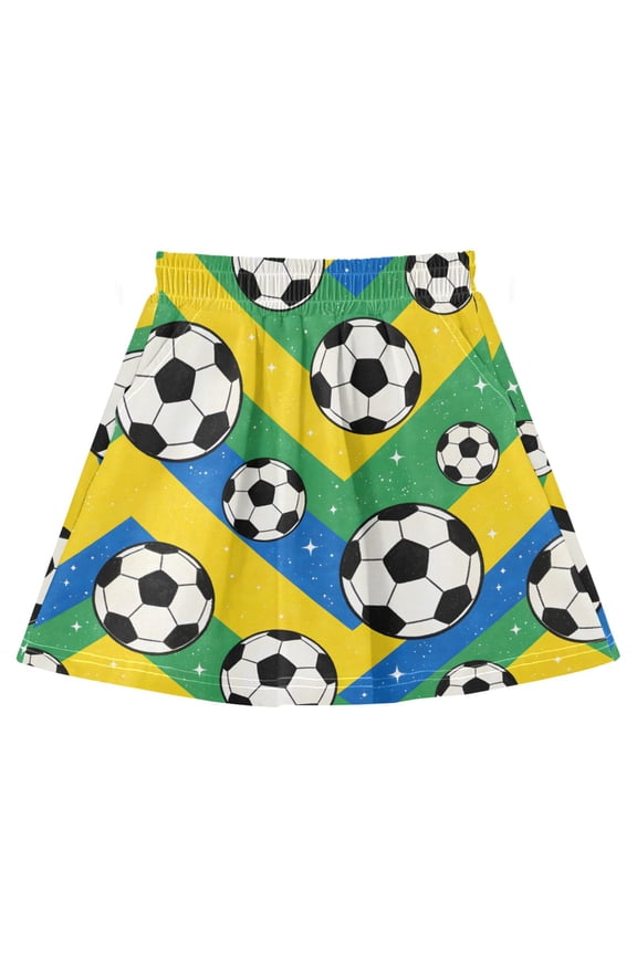 Nice Football Athletic Skirt with Pockets and Built-in Shorts for 3-8Y
