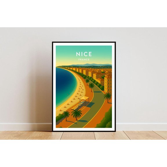 Nice France Riviera Travel Wall Art Decor Unframed Paper Print