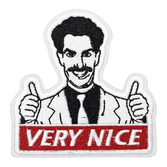 Very Nice, Funny Meme Embroidered Hook And Loop Tactical Morale Patch Military Patches For Molle Vest, Backpack, Clothing, Hat, Diy Applique Accessories, Jackets, Bag White