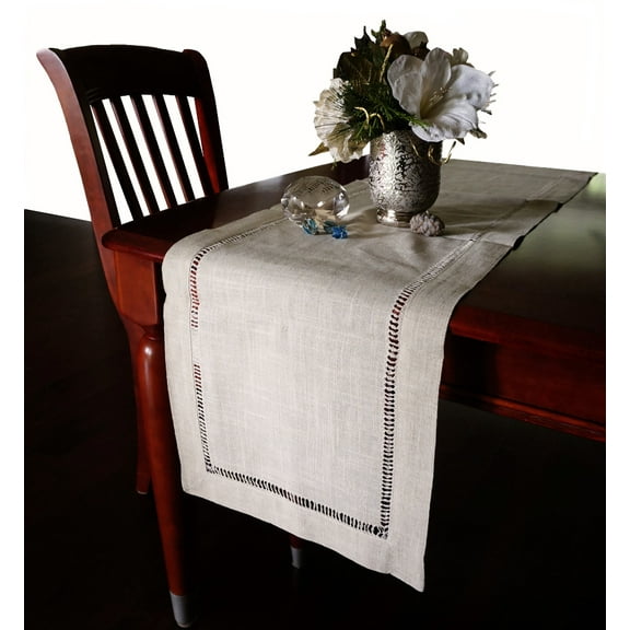 Nice & Great Hemstitched Table Runner Large Dinning Tablecloth Rectangular 18" x 108" Long Home Holiday Table cover Natural