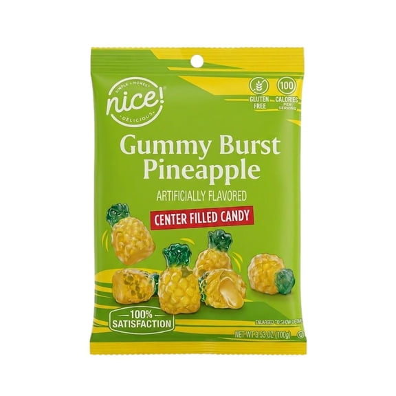 Nice! Gummy Burst Pineapple Candy, 3.53 oz Bag