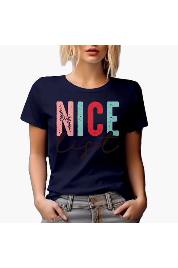 Nice List Magical Holiday Season Gift Idea, Navy Blue T-Shirt, Large