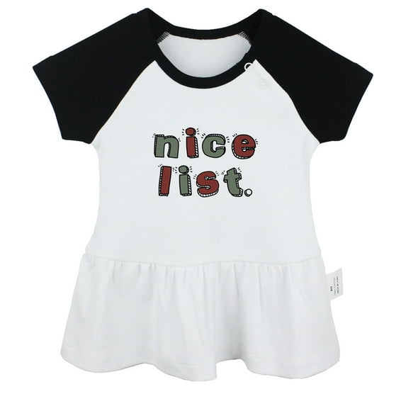 Nice List Novelty Dresses For Baby, Newborn Babies Skirts, Infant Princess Dress, 0-24M Kids Graphic Clothes (Black Raglan Dresses, 18-24 Months)