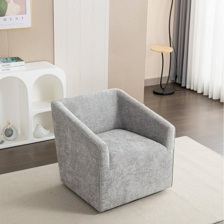 Nice Modern Upholstered Barrel Armchair, 360° Swivel