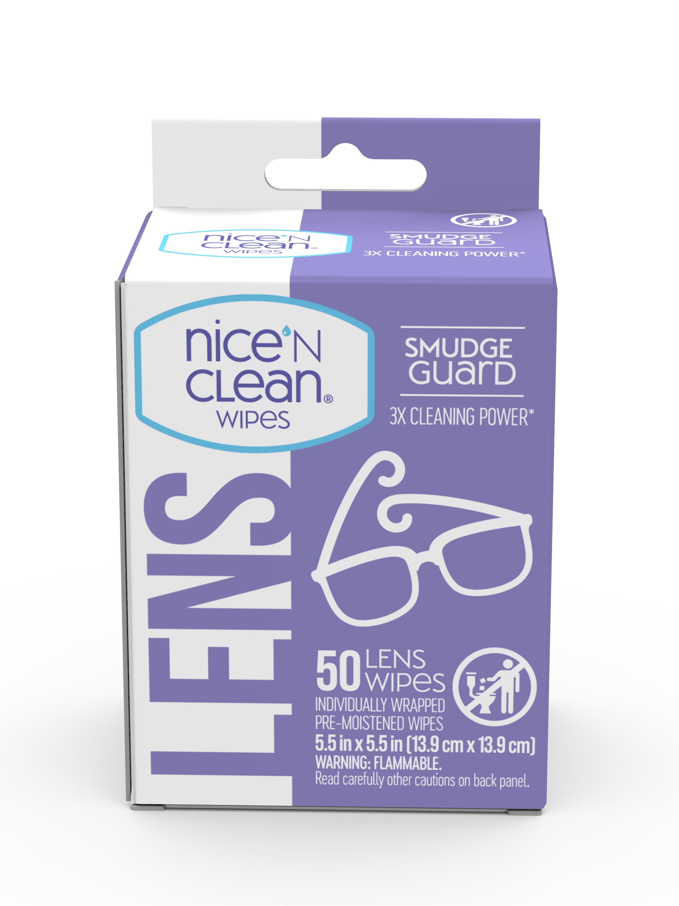 Nice N Clean SmudgeGuard Eyeglass Cleaner, Lens Wipes (50)
