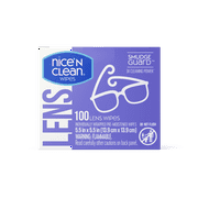 Nice 'N Clean Smudgeguard Glasses Cleaning Wipes, Pre-Moistened Lens Wipes (100)