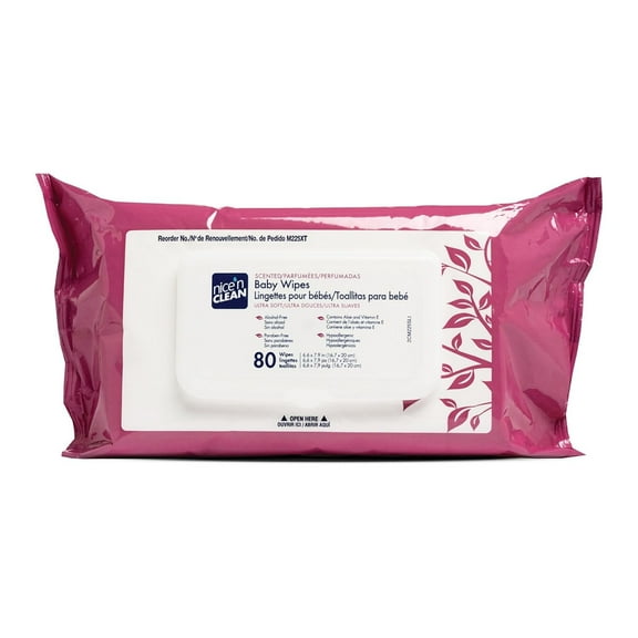 Nice 'N Clean Alcohol-Free Baby Wipes, Scented, 80 Count Tub