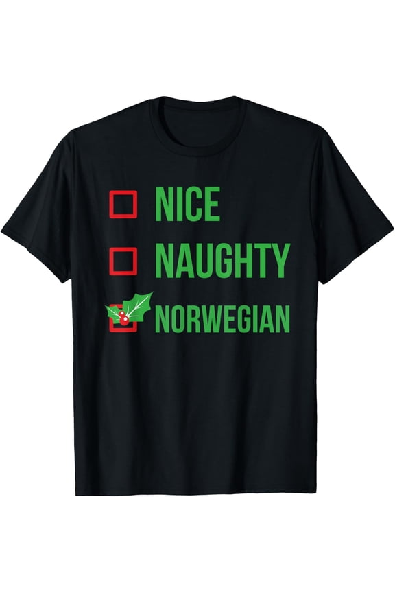 Nice Naughty Norwegian Funny Ugly Christmas T-Shirt