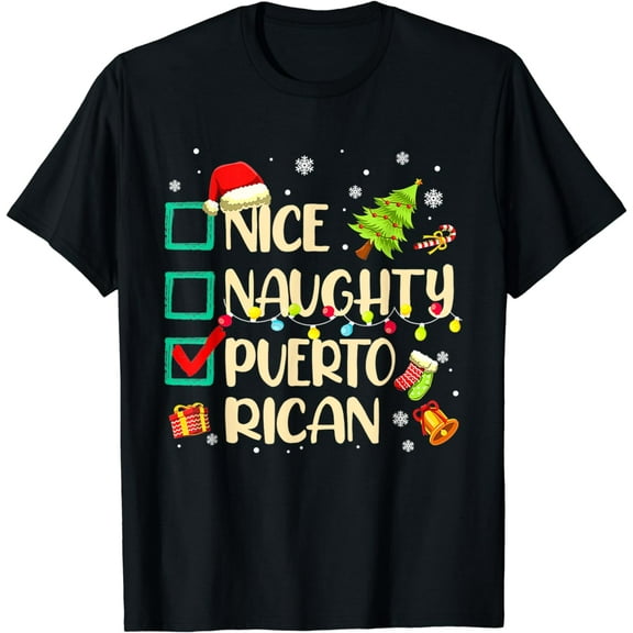 Nice Naughty Puerto Rican Christmas Puerto Rico Heritage T-Shirt