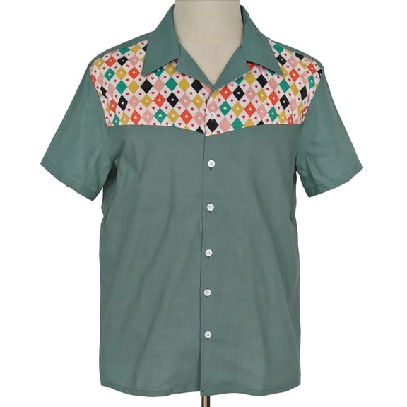 Nice Pattern Contrast Panel Men Shirts