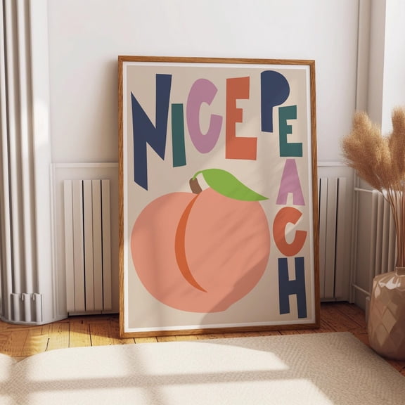 Nice Peach Print Wall Art Fruit Print Bathroom Toilet Wall Art Poster Wall Art Cute Wall Print Retro Bathroom Print 2586