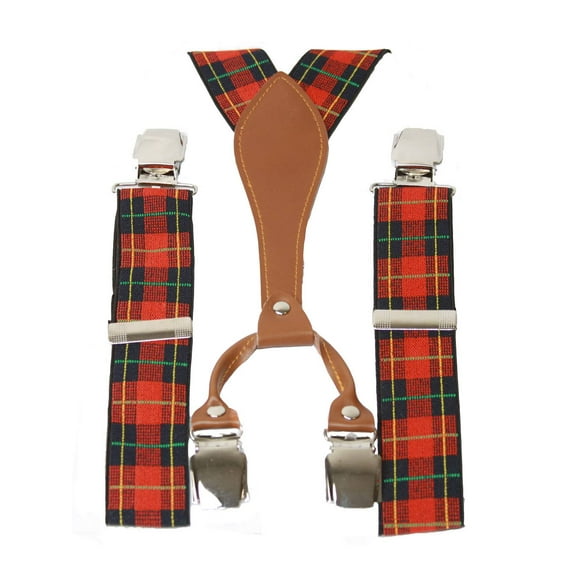 Nice Plaid Suspenders, Navy & Red