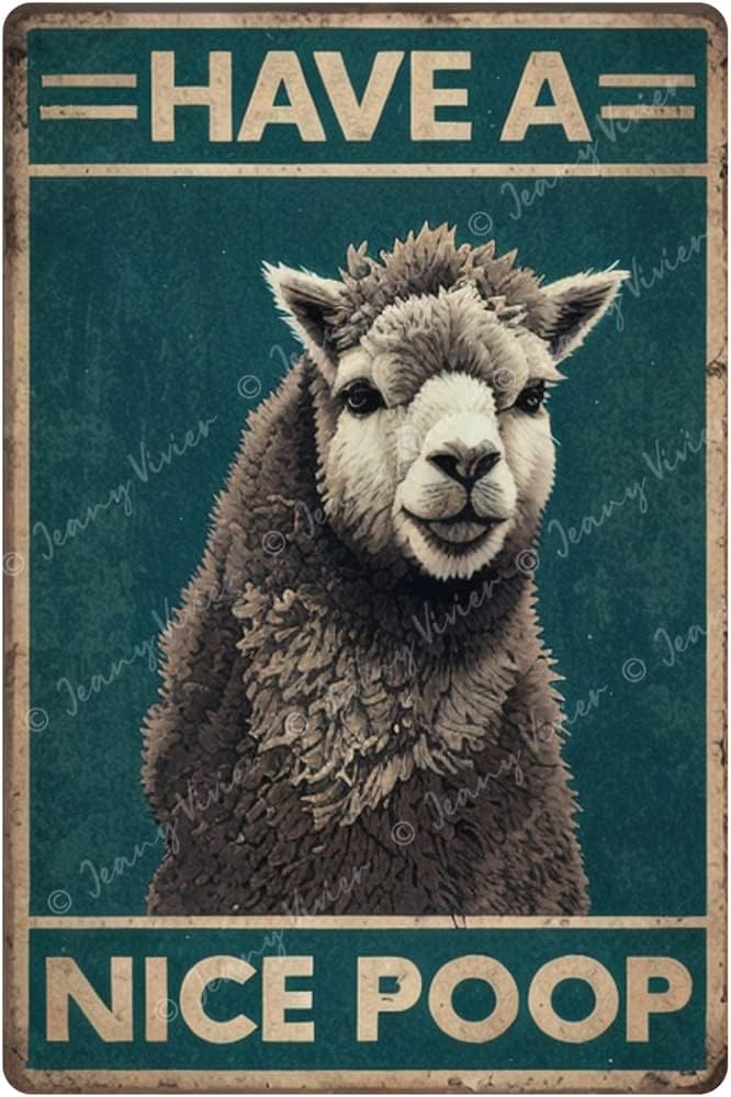 Targa In Metallo Per Bagno Con Alpaca - The Best Seat In The House - Decorazione Umoristica 20x30 Cm Per WC E Casa