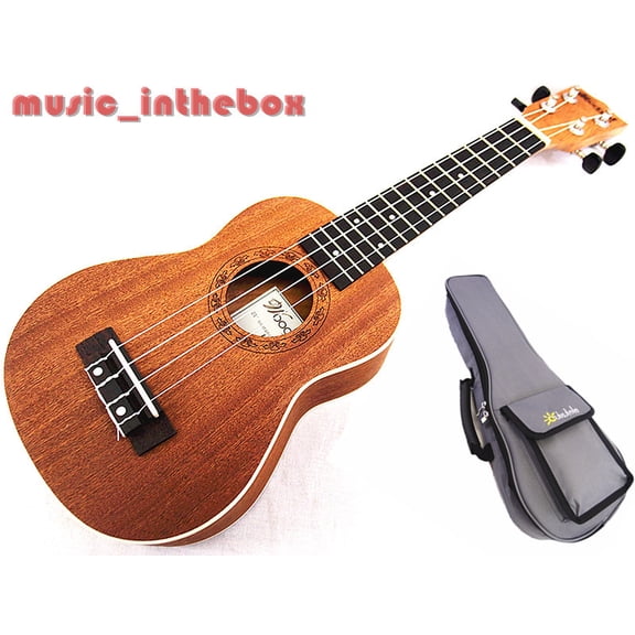 Nice Sound 21" Mahogany with Ivory Inlaid Wooden Soprano Ukulele & Padding Bag