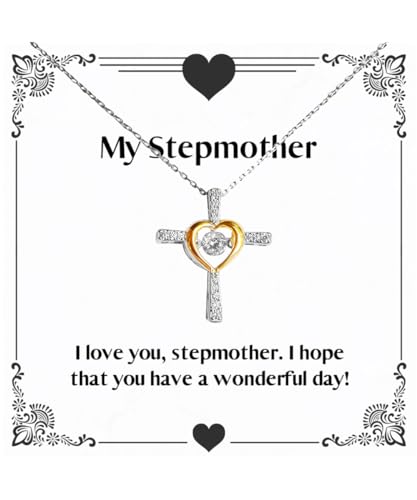 Nice Stepmother Gifts, I love you, stepmother. I hope that!, Funny Birthday Cross Dancing Necklace Gifts For Mother From Daughter, Mom, Present, Mothers day, Mom birthday, Gift ideas
