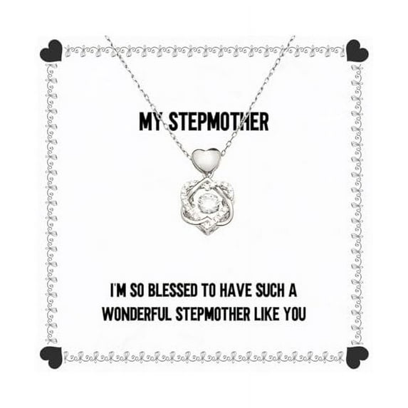 Nice Stepmother Heart Knot Silver Necklace, I'm so blessed to have such a, Present For Mom, Beautiful Gifts From Daughter, Gifts for Mothers Day, Gift ideas for mom, What to get mom for her birthday,