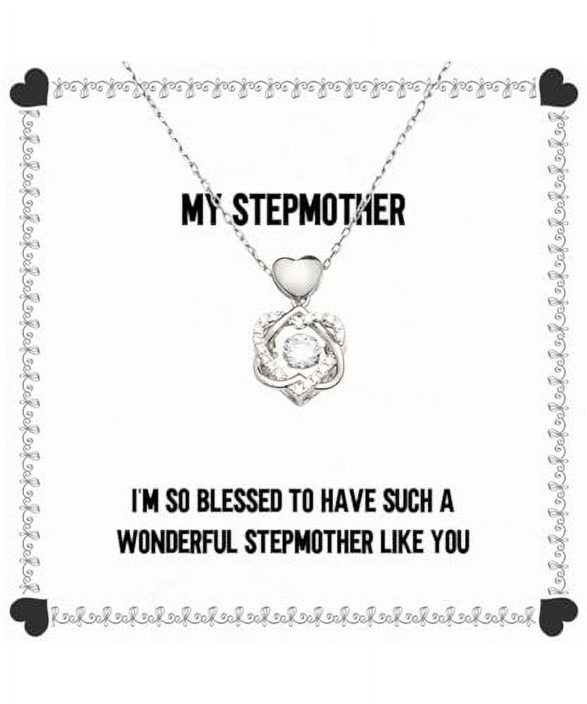 Nice Stepmother Heart Knot Silver Necklace, I'm so blessed to have such a, Present For Mom, Beautiful Gifts From Daughter, Gifts for Mothers Day, Gift ideas for mom, What to get mom for her birthday,