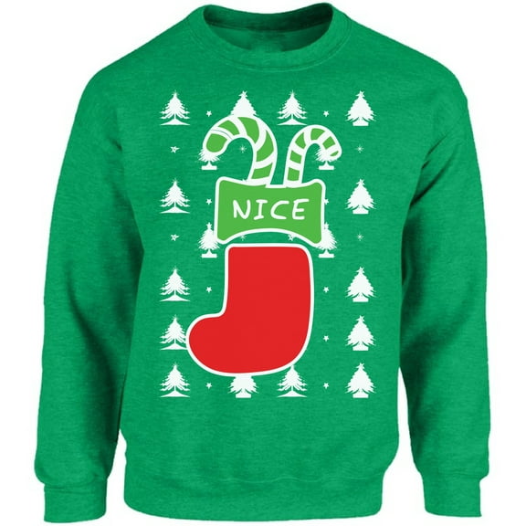 Nice Stocking Christmas Sweater Women Men Crewneck - S M L XL 2XL 3XL 4XL 5XL Xmas Graphic Tee - Unisex Sweatshirt Funny Xmas Holiday Gift