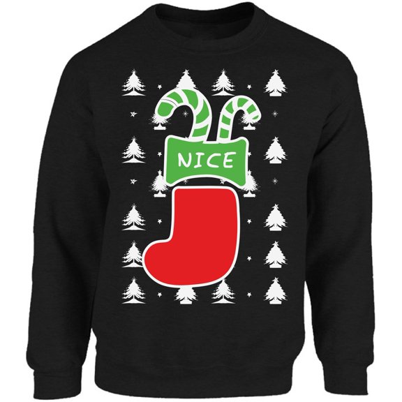 Nice Stocking Christmas Sweater Women Men Crewneck - S M L XL 2XL 3XL 4XL 5XL Xmas Graphic Tee - Unisex Sweatshirt Funny Xmas Holiday Gift