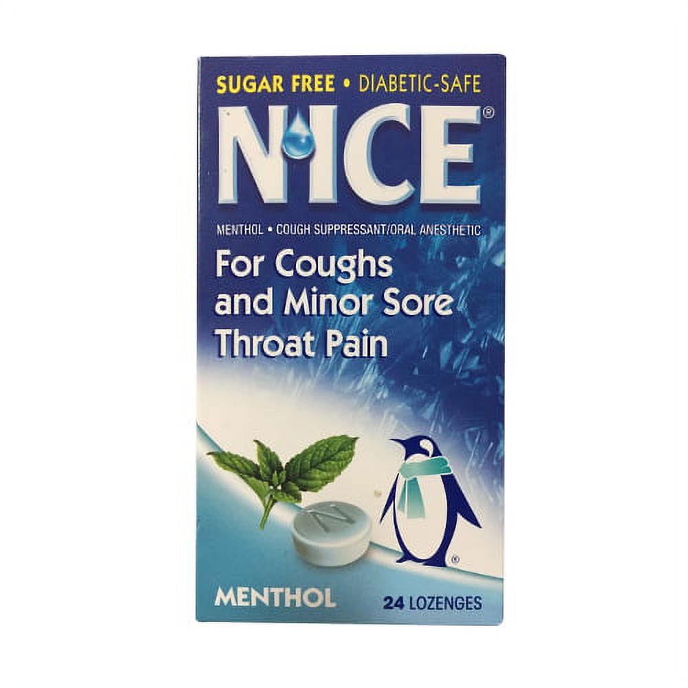 Nice Sugar Free Cough Drop Lozenges Menthol Eucalyptus, 24 ea/Pack, 3
