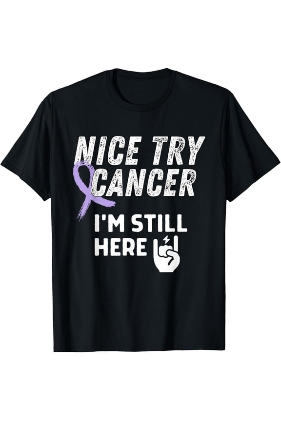 Nice Try Cancer I'm Still Here Vulvar Cancer Awareness T-Shirt mens t shirt，black，women，funny，misfits，men，journey