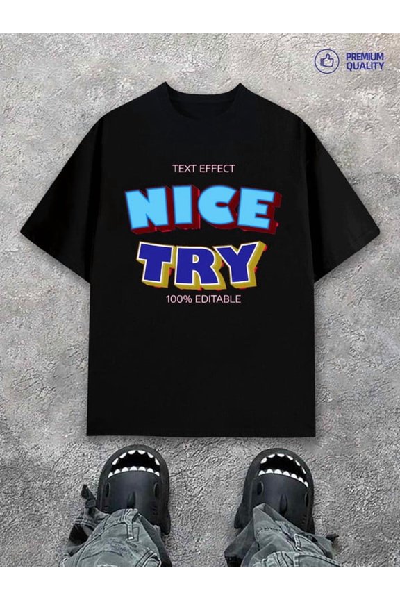 Nice Try Tee Christmas comfort colors tshirt print men's 180G 100% Cotton black Regular fit, everyday comfort, relaxed and urban style Hip-hop streetwear Comfortable activewear, perfect for gifts el