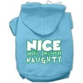 thumbnail image 1 of Nice Until Proven Naughty Screen Print Pet Hoodie, Baby Blue - Small, 1 of 1