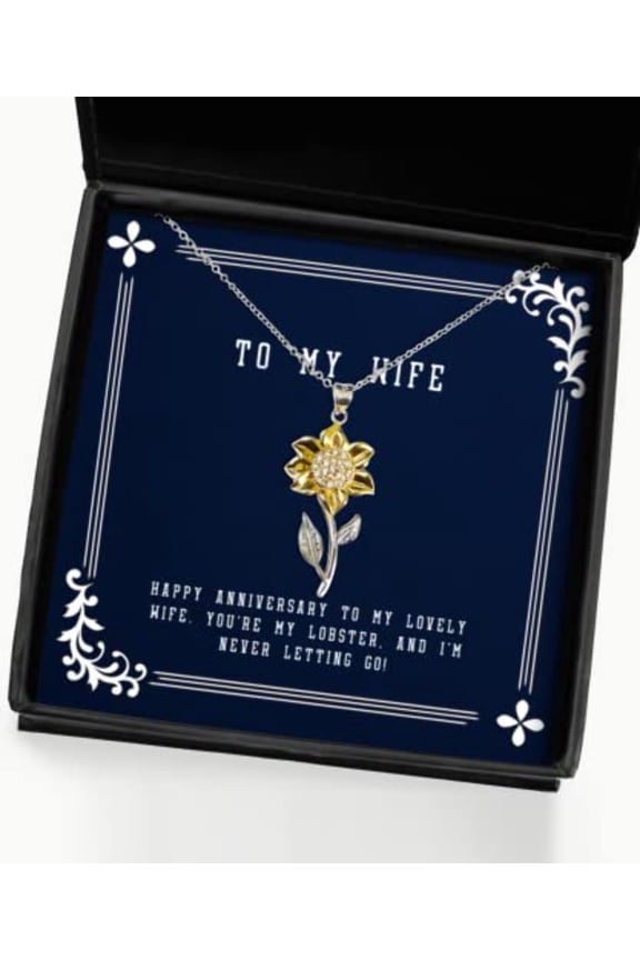 Nice Wife Sunflower Pendant Necklace, Happy anniversary to my lovely wife. You're my,!, Fun Gifts for Wife, Birthday Gifts, Birthday present, Sunflower necklace, Gift for her, Gift for girlfriend,
