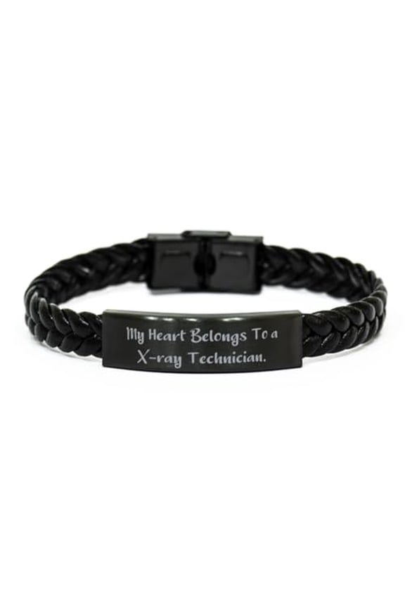 Nice X-ray technician Braided Leather Bracelet, My Heart, Appreciation Gifts for Friends from Coworkers, Birthday Unique Gifts, Xray technician engraved bracelet gift, Engraved bracelet for xray