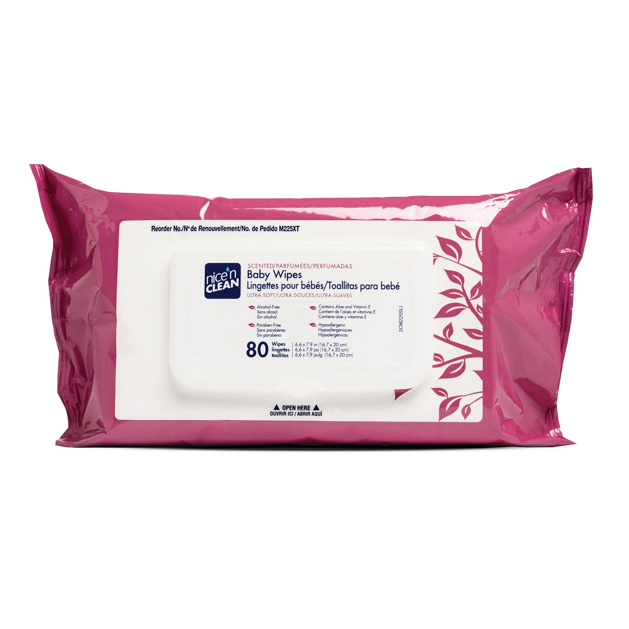 Nice 'n Clean Baby Wipes, Unscented, Hypoallergenic for Sensitive Skin, 80 Wipes, 1 Pack