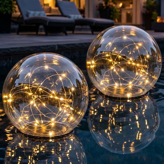 NiceBuy Solar Garden Lights, Waterproof Floating Balls for Outdoors/Pools/Patios/Yards, 7.4", 2-Pack