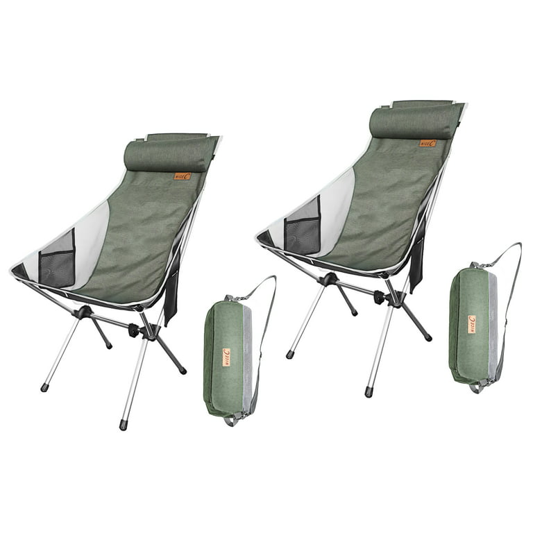 NiceC Ultralight High Back Folding Camping Chair, with Headrest, Outdoor, Backpacking  Compact & Heavy Duty Outdoor, Camping, BBQ, Beach, Travel, Picnic, Festival  with Carry Bag (2 Pack of Green) 