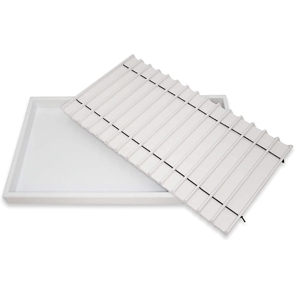 NicePackaging  15 Section White Leatherette Sorting Tray with Free-standing White Plastic Display Tray  For Sales / Showcase / Home / Store Use - 14.75" x 8.25" x 1"