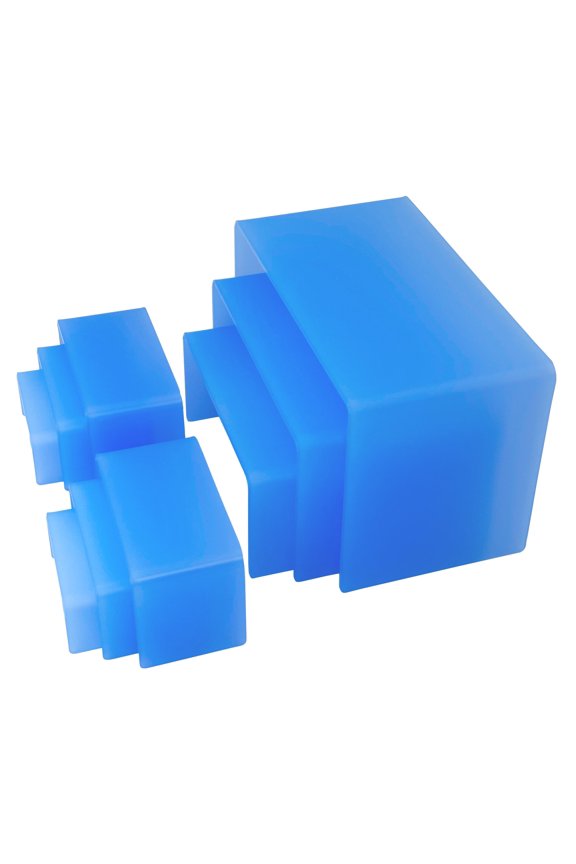 NicePackaging 9 Piece Glacier-Blue Frosted Riser Display Set For Sales / Display / Storage Use with Collectibles / Frames / Baked Goods